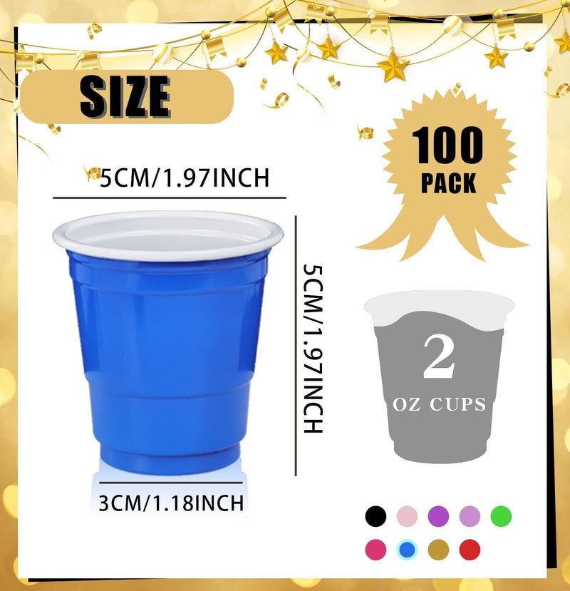 MUNILAIL 100 Pack 2 oz Plastic Shot Cups Disposable Shot Glasses Navy blue Shot Cups for Party Wedding Wine Beer Shooting Games Mini Shot Cups - Image 2
